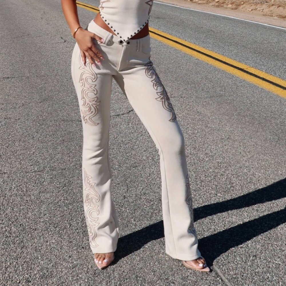 White Fox Boutique Never Going Back Pants Blonde Size L